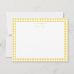 Cartão De Agradecimento Gingham Amarelo cheque Personalizado Flat Obrigado