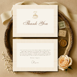 Cartão De Agradecimento Gingham Baby is Brewing Coffee Baby Shower