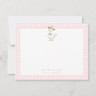 Cartão De Agradecimento Gingham Garota Gingham rosa, Bobo bonito