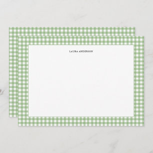 Cartão De Agradecimento Gingham simples, verde e branco, personalizado