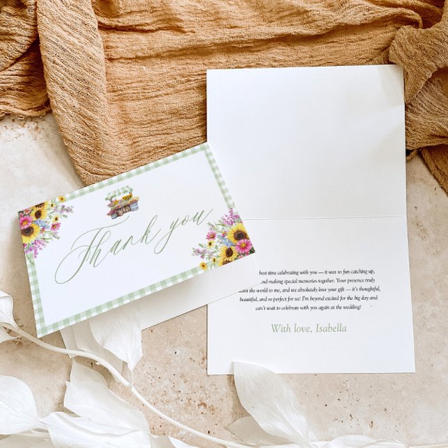 Cartão de Agradecimento Gingham Verde Fresco do Me (Green Gingham Fresh Off The Market Thank you Card)