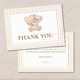 Cartão De Agradecimento Gingham we can bearly wait baby shower, teddy bear