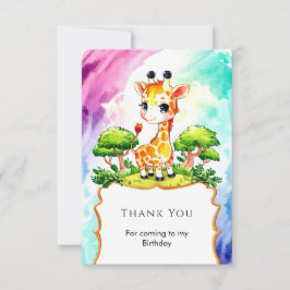 Cartão De Agradecimento Girafa Feliz de Aniversário Personalizada
