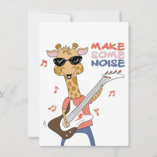 Cartão De Agradecimento Girafa Lover Girafa Guitarra Faz Algum Ruído