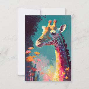 Cartão De Agradecimento Giraffe Animal Retrato Pintando A Vida Selvagem Lá