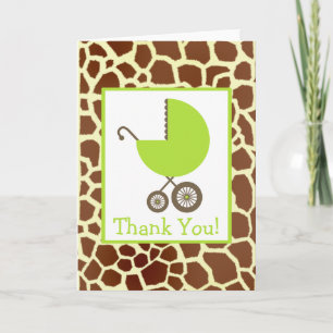 Cartão De Agradecimento Giraffe & Green Carriage Baby Shower Thank You