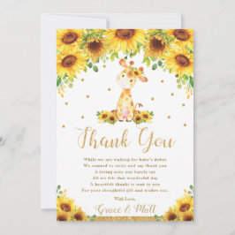 Cartão De Agradecimento Giraffe Sunflower Chá de fraldas