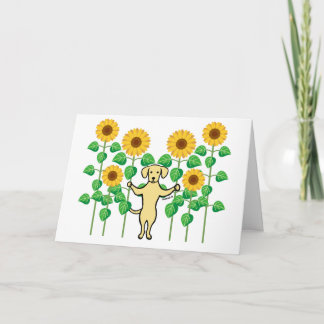 Cartão De Agradecimento Girassóis do Labrador Amarelo Obrigado