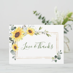 Cartão De Agradecimento Girassóis Elegantes Eucalipto Folhagem