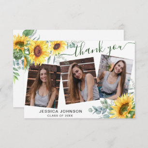 Cartão De Agradecimento Girassóis Eucalyptus Rustic 3 PHOTO Graduação