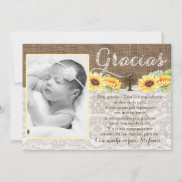 Cartão De Agradecimento Girassóis Obrigado Gracias por Baptism Bautizo