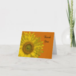 Cartão De Agradecimento Girassol Amarelo no Laranja Obrigado
