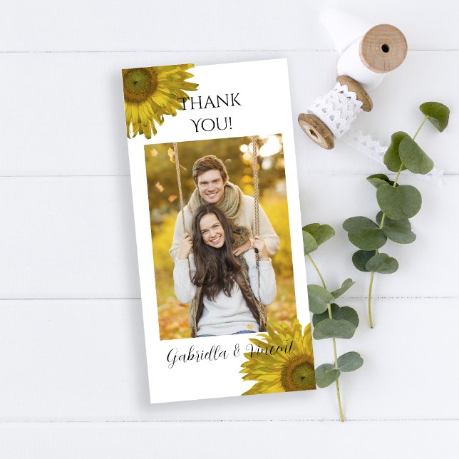 Cartão De Agradecimento Girassol Amarelo Obrigado Vertical (Criador carregado)