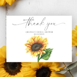 Cartão De Agradecimento Girassol de aquarela, obrigado chá de panela