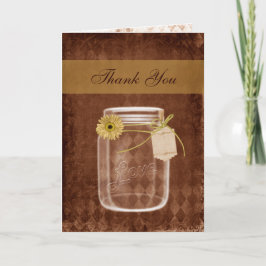 Cartão De Agradecimento girassol rústico mason jar obrigado de casamento