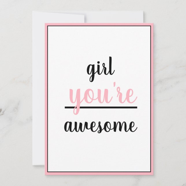 Cartão De Agradecimento  Girl You're Awesome Kind Gesture Girly Modern (Frente)