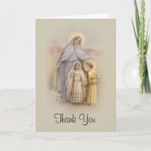 Cartão De Agradecimento Girl's Catholic First Communion Card Thank You