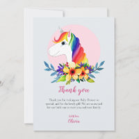 Girls Modern Rainbow Unicorn Flowers Chá de fralda
