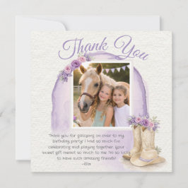 Cartão De Agradecimento Girls Pony Cowgirl Birthday Photo Thank You Card