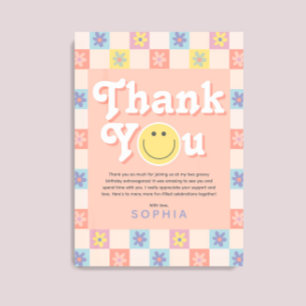 Cartão De Agradecimento Girls Two Groovy Boho segundo aniversário