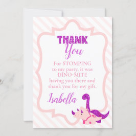 Cartão De Agradecimento Girly Dinosaur Pink Aniversário