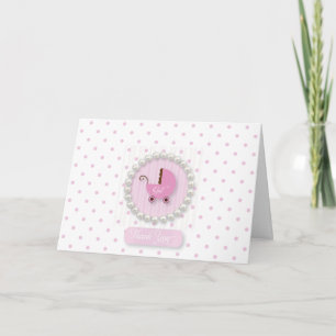 Cartão De Agradecimento Girly Pearls and Polka dots baby Thank You cards