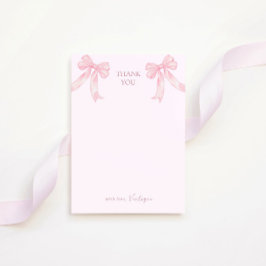 Cartão De Agradecimento Girly Pink Bows Elegant Bridal Shower