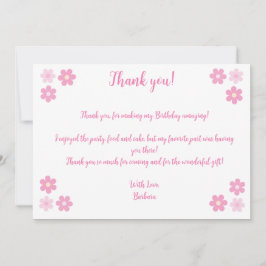 Cartão De Agradecimento  Glam-Aniversário-Flor Rosa-