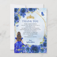 Glam Marinho Azul Dourada Princesa Floral Quinceañ