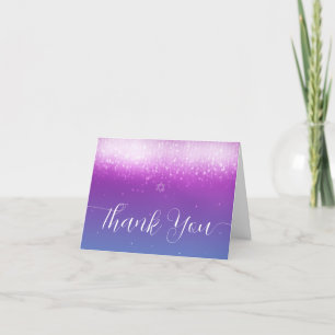 Cartão De Agradecimento Glam Purple Teal Bat Mitzvah