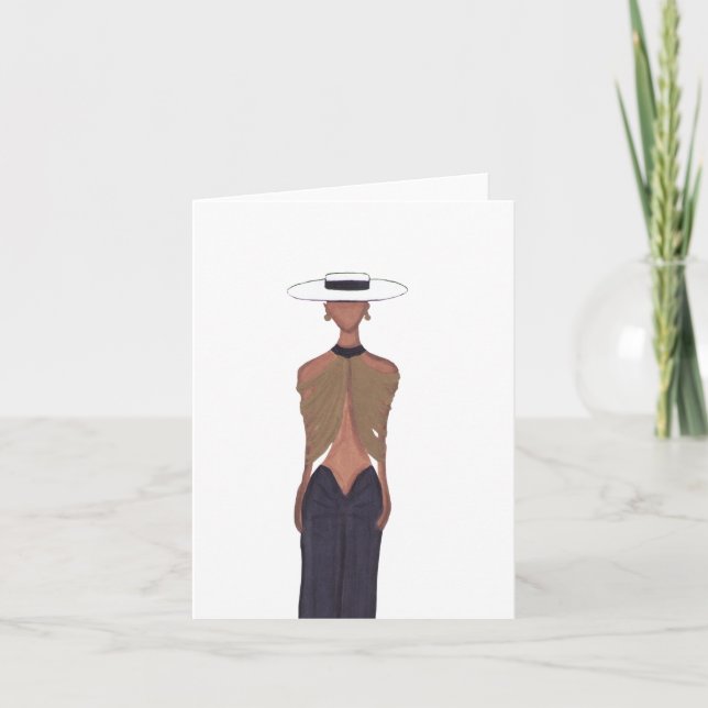 Cartão De Agradecimento Glama Preto e Branco (Frente)