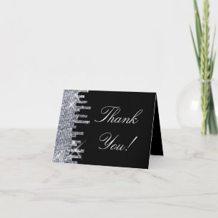 Cartão De Agradecimento Glamor Preto/Prata da Gliteria Obrigado