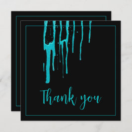 Cartão De Agradecimento Glitter Chic Teal Drips Doce 16 Aniversário