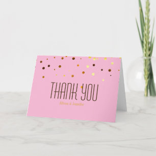 Cartão De Agradecimento Glitter de Ouro Rosa Confete Faíscas Pontos Obriga