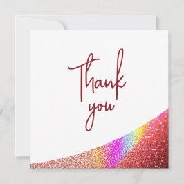 Cartão De Agradecimento Glitter Glitter Rosa Dourado Arco-Íris Doce 16 Ani