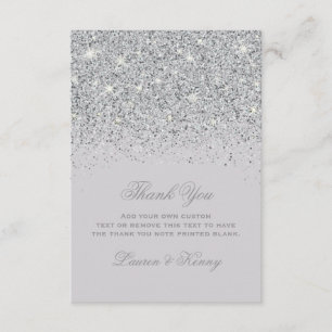 Cartão De Agradecimento Glitter prateado Obrigado placas