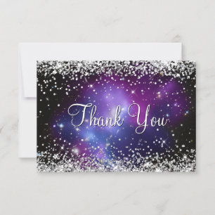 Cartão De Agradecimento Glitter Roxo Celestial