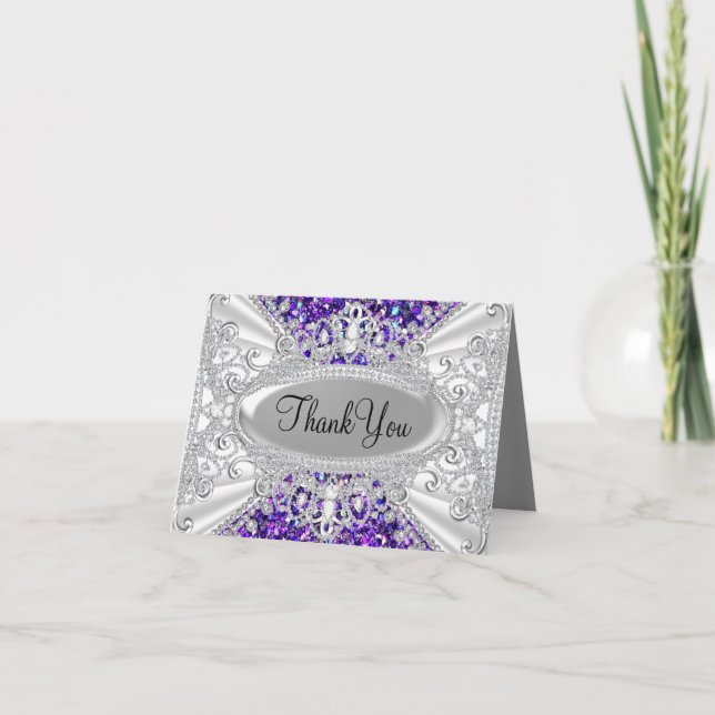 Cartão de Agradecimento Glitter & Tiara de Diamant (Frente)