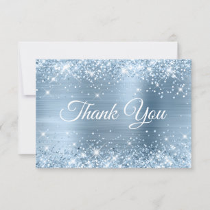 Cartão De Agradecimento Glittery Light Blue Foil Sweet 16