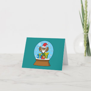 Cartão De Agradecimento Globo de Neve com Santa Claus Owl