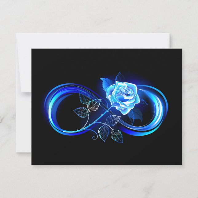 Cartão De Agradecimento Glowing infinity with blue rose (Frente)