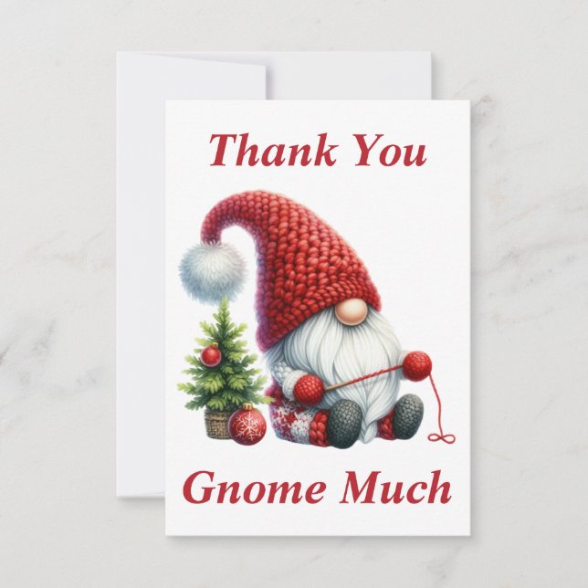 Cartão de Agradecimento Gnome de Natal (Frente)
