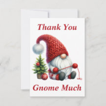 Cartão de Agradecimento Gnome de Natal