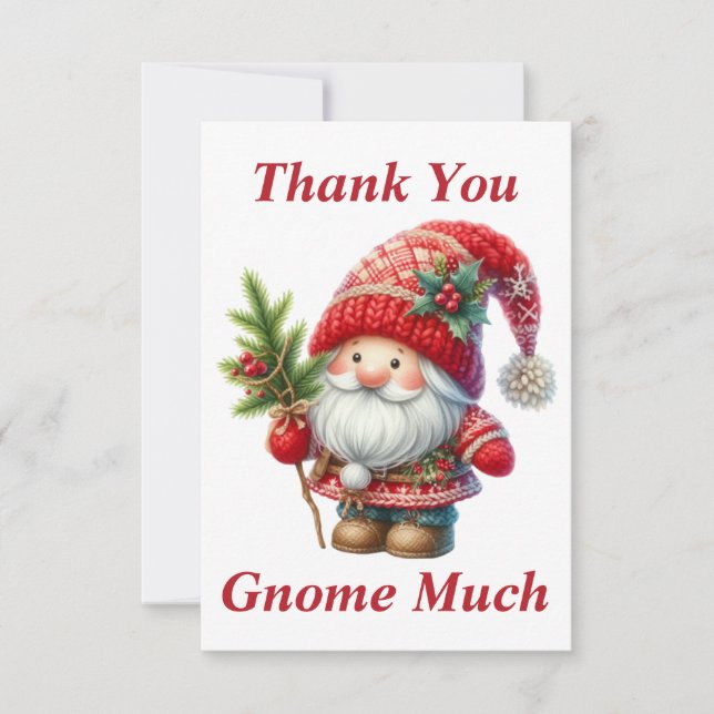 Cartão de Agradecimento Gnome de Natal (Frente)