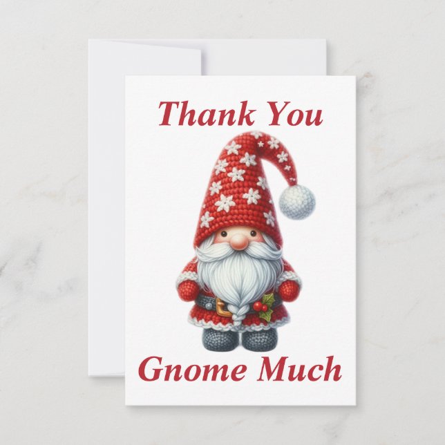 Cartão de Agradecimento Gnome de Natal (Frente)