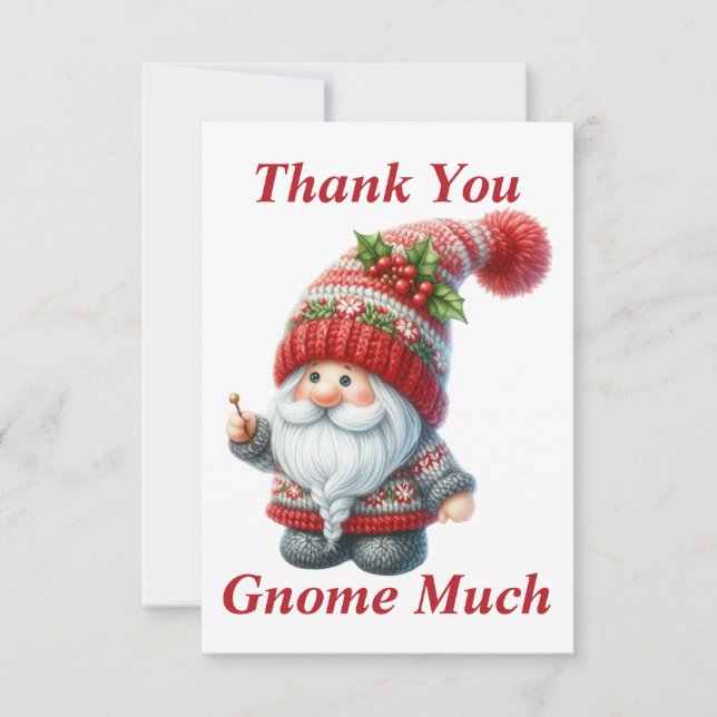 Cartão de Agradecimento Gnome de Natal (Frente)