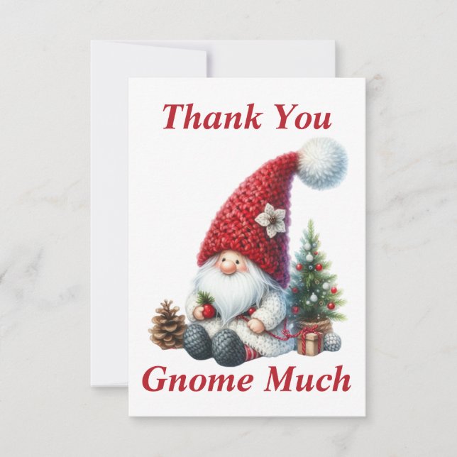 Cartão de Agradecimento Gnome de Natal (Frente)