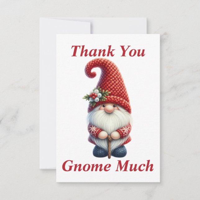 Cartão de Agradecimento Gnome de Natal (Frente)