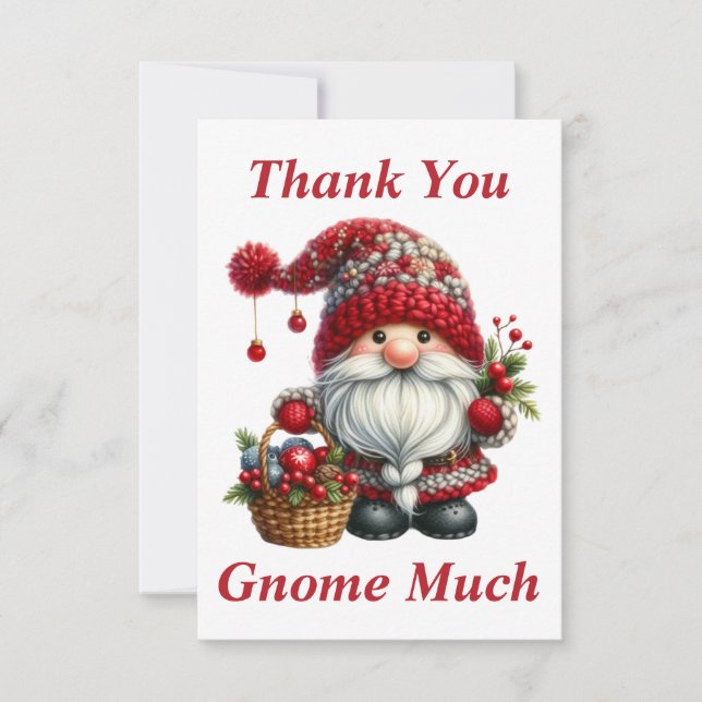Cartão de Agradecimento Gnome de Natal (Frente)
