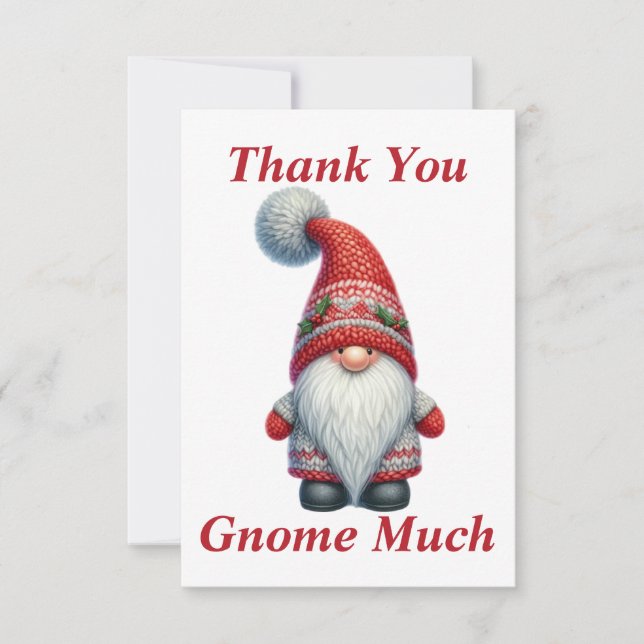 Cartão de Agradecimento Gnome de Natal (Frente)